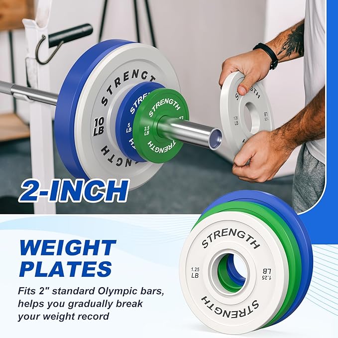 XDDIAS Rubber Weight Plates for Barbell, 2-Inch Olympic Grip Plate for Strength Training, Weightlifting and Bodybuilding in Home & Gym, Solid Cast Iron Weight Plates Pair and Sets