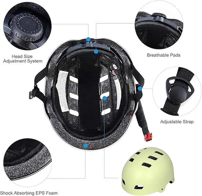 Bike Helmet 3 Sizes for Teenager Kids Youth Adults,Bavilk Skateboard Helmet Adjustable Multi-Sport Bicycle Cycling Scooter Roller Skate Inline Skating Rollerblading for Girls Boys Women Men Teen