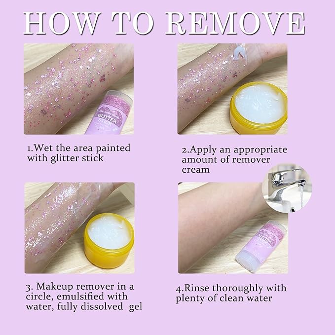 Pink Hair Glitter Stick, Chunky Sequins Body Face Glitter Singer Concert Outfits for Women,Body Paint for Kids,Waterproof Shimmer Rave Music Festival Accessories for Parties & Events