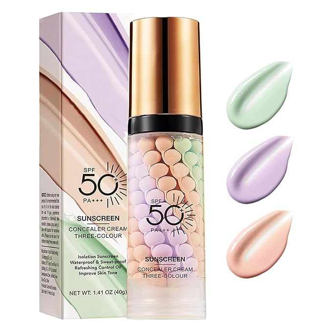 One Step Color Corrector Primer, 3 In 1 Primer for Face Before Makeup, Face Tinted Moisturizer Sunscreen Isolation Cream,SPF 50,Makeup Primer Oil Control & Concealer Skin Tone Correcting,Radiance Skin