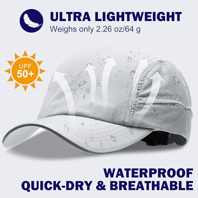 Oversize XL XXL Mens Waterproof Quick Dry Baseball Cap Lightweight Cooling Breathable Sports Hat for Big Heads 23.5"-26"