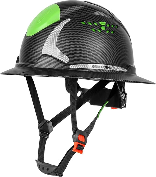 GREEN DEVIL Matrix Full Brim Hard Hat with Headlight Vented Construction Safety Helmet OSHA Approved Cascos De Construccion Work Hardhat for Men&Women
