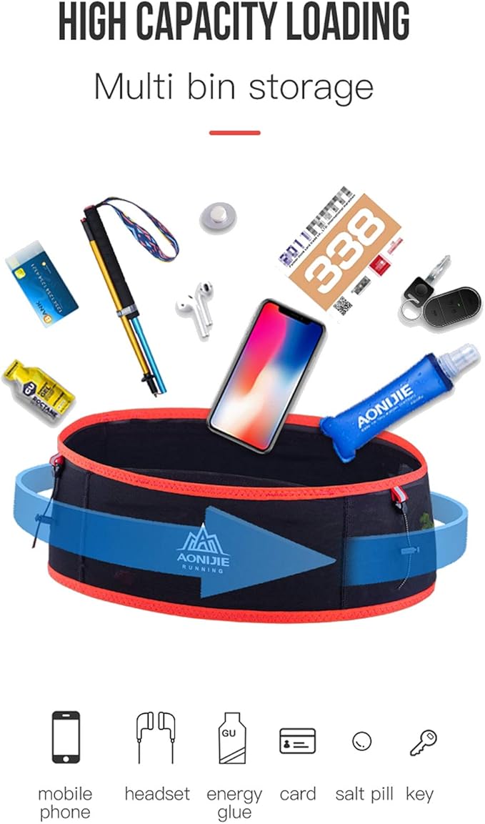 AONIJIE Hydration Belt Running Fanny Pack, with 250ml Soft Water Bottle Flask Phone Holder for Trailing Running Climbing Jogging Cycling Workout Fitness 3 Colors (Blue, S/M)