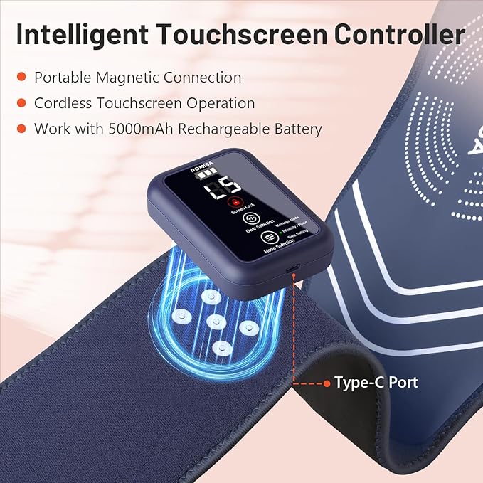 Red Light Therapy Belt & Back Massager for Pain Relief, Infrared Light Therapy Vibration Rechargeable, Red Light Therapy Device for Body Massage for Back Shoulder Waist Knee for Cordless Use