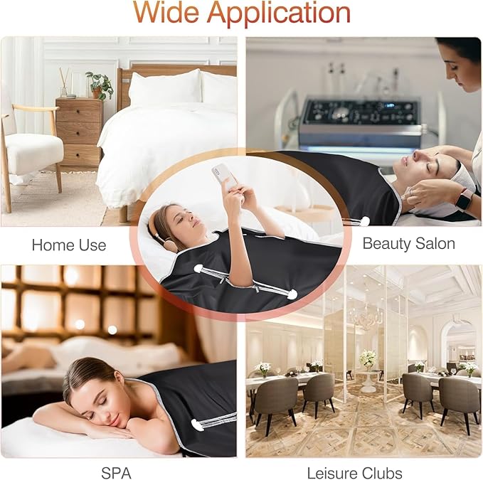 Infrared Sauna Blanket-Sauna Blanket for Home Use, Portable Design for Relaxation and Detoxification Highest 176℉, 20-60 Minutes Timer, 6 ft x 2.65 ft（Black）