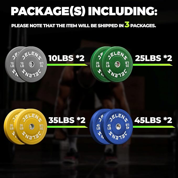 Olympic Barbell Weight Plates Set, 2-Inch Black/Colored Rubber Bumper Plate Weight Set for Strength Training and Weightlifting, Multiple Options