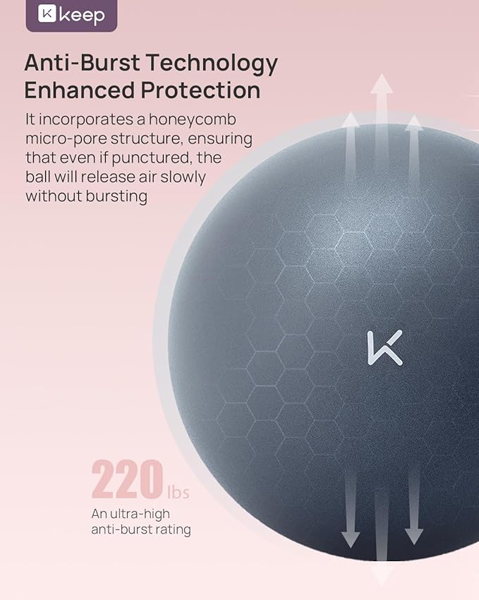 KEEP Pilates Small Exercise Ball Anti-Burst - Thickened Yoga Ball With Pump for Physical Therapy, Fitness, Workout, and Core Strength