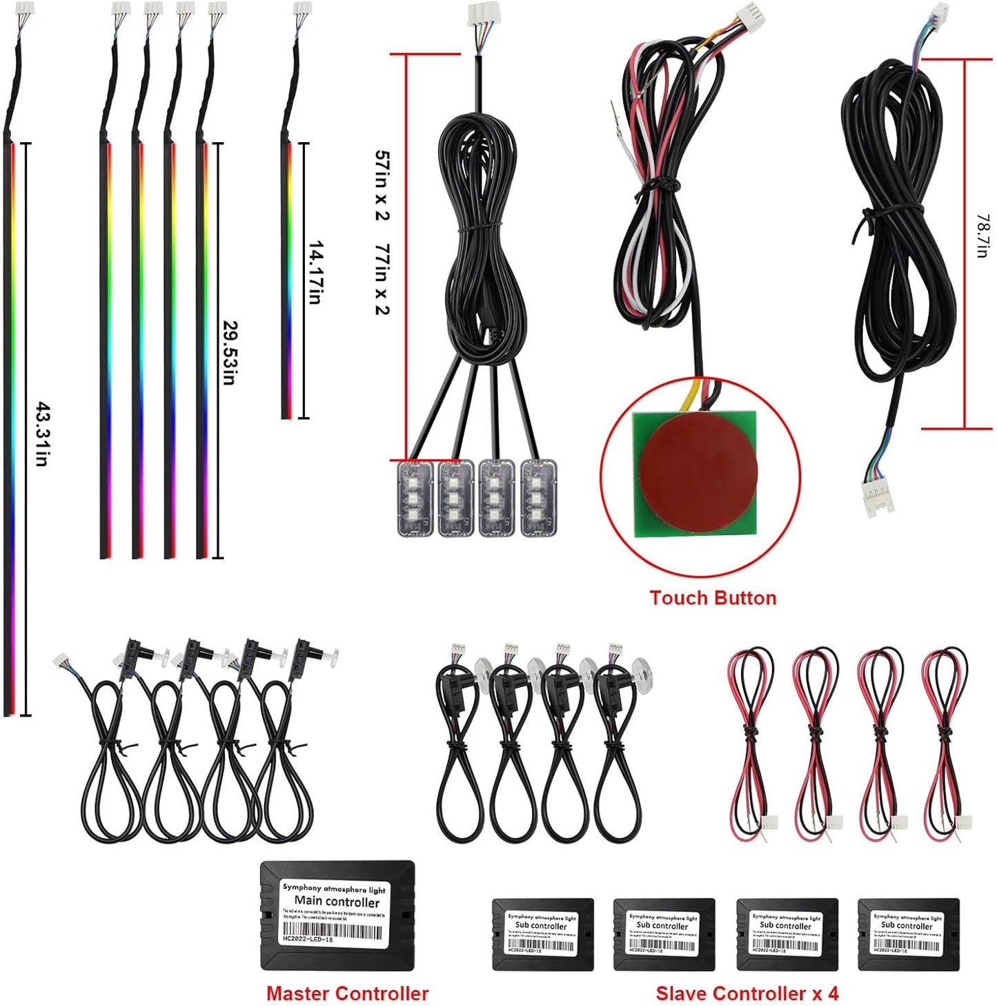 Dreamcolor Acrylic Interior Car Lights, WEBUPAR Car Accessories 18 in 1 Car LED Strip Lights with APP Control and 213 Modes, 175 inches 593 LEDs Fiber Optic Lights, RGB Neon Car Lighting