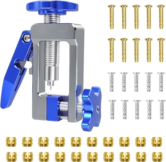 2-in-1 Bike Hydraulic Brake Tool, Hydraulic Hose Cutter & Fitting Insert Tool with Brass Olives, Brake Lines Tubing Entry Device