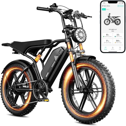 TST Electric Bike for Adults 1500W Peak 20" Fat Tire All-Terrain E-Bike 60/110 Miles 28MPH Electric Dirt Bike for Road Sand Mountain Snow - 48V 15/25AH Battery Powered Electric Motorcycle