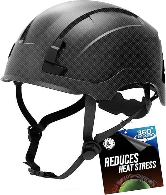 GE Safety Helmet: ANSI Type 2 Class G & E, Advanced Impact Technology, Ultra Comfortable Memory Foam, Heat Stress Reduction, Compatible with Accessories, Adjustable Size OSHA Approved