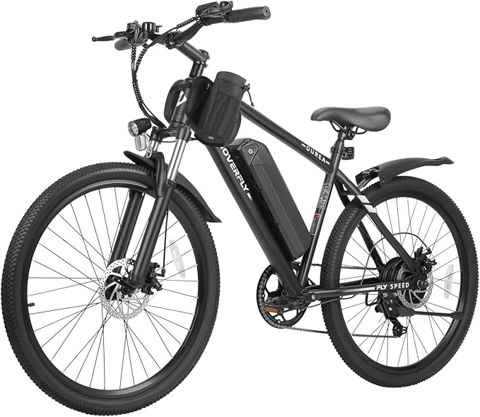 HOVERFLY OUREA 26" Electric Bike for Adults, 750W Peak Motor Mountain Ebike, 20MPH Up to 40 Miles, UL2849 Certified, 7-Speed, Removable Battery, Shock Absorber, Fat Tire Commuter E-Bike