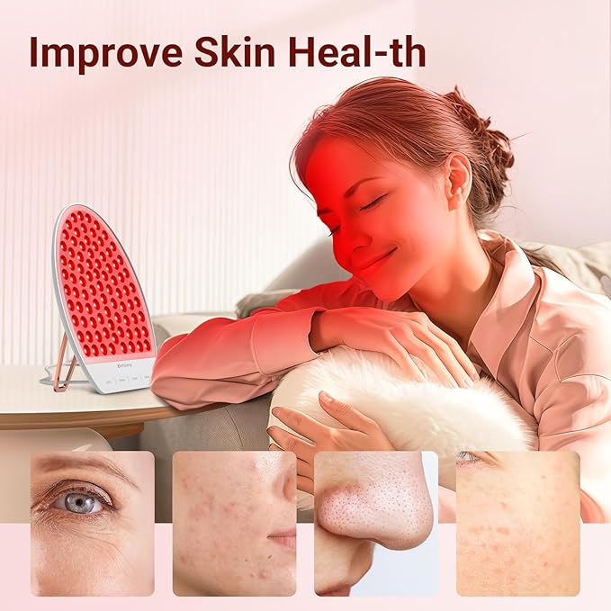 Red Light Therapy for Face and Neck, Near Infrared Light Panel with Adjustable Stand for Body, Red Light Therapy Lamp with 84 LEDs with Timer, 660nm & 850nm