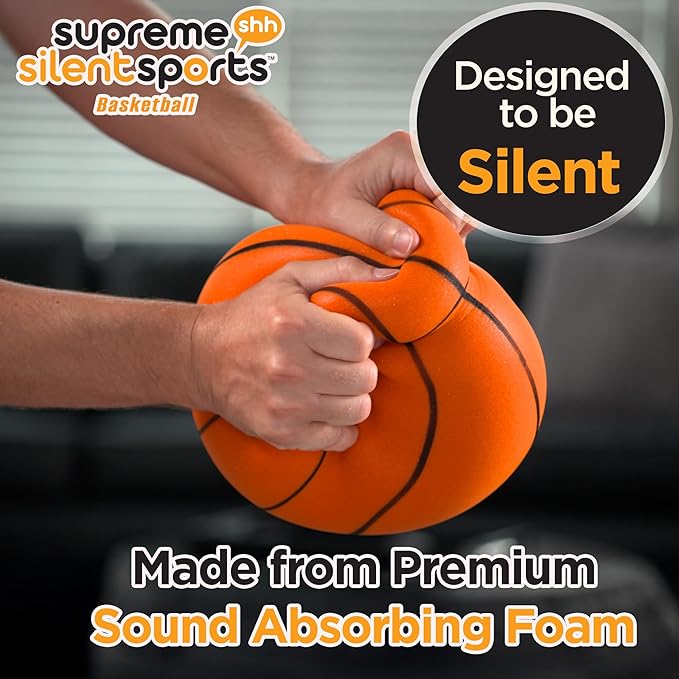Basketball | Quiet Indoor Safe Premium Foam Ball for Training, Dribbling & Playing, Gift for 3+, Boys & Girls, Never Shrunken or Inflated | Orange (1 Pack)