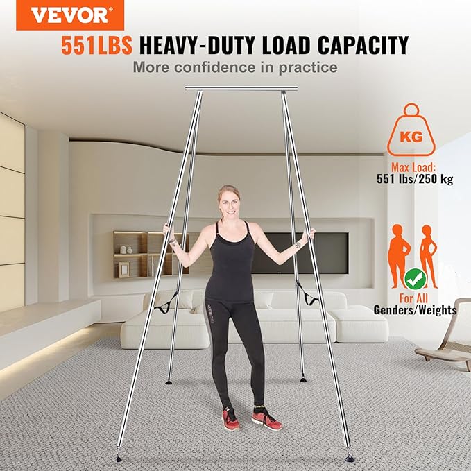 VEVOR Aerial Yoga Frame, 9.67 ft Height Swing Stand, Max 551.15 lbs Load Chrome-Plated Steel Pipe Inversion Yoga Rig for Indoor Outdoor Use