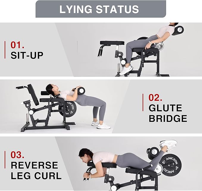 ANICZON Leg Extension and Curl Machine, Leg Rotary Extension for Thigh with Adjustable Seat & Backrest, Lower Body Leg Machine with Plate Loaded for Home Gym