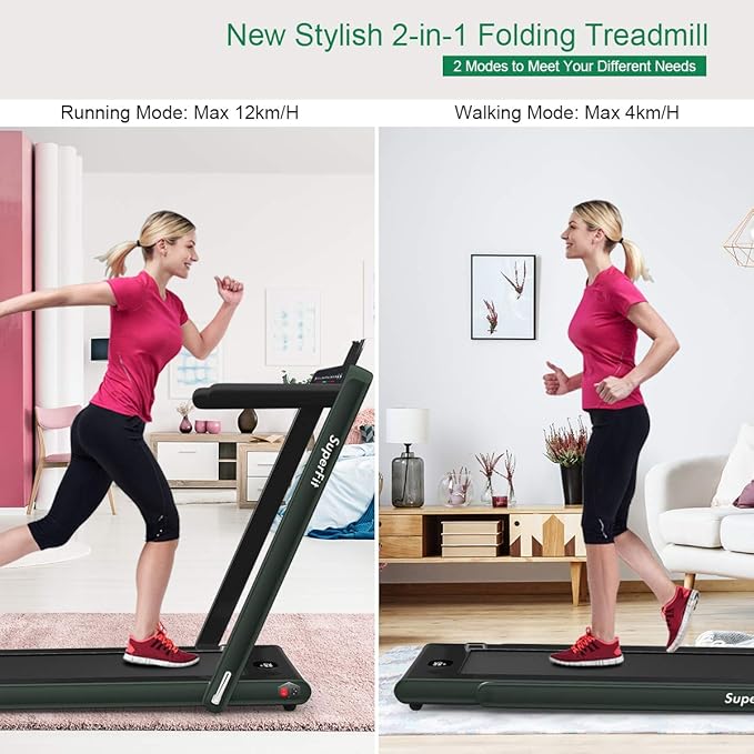 GYMAX Walking Pad, 2.25HP Dual Display Foldable Treadmill for Home with Remote/Smart App Control, Portable Compact Treadmill for Office Under Desk, Folding Running Machine for Small Spaces