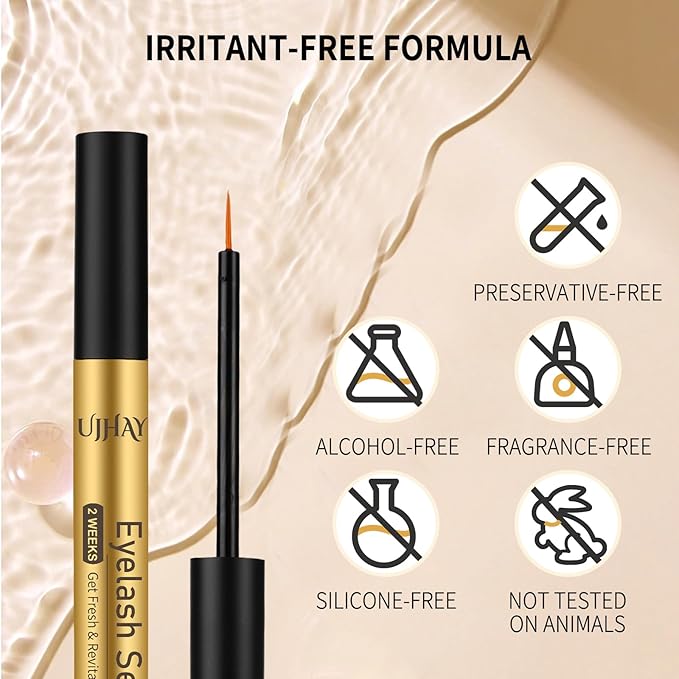 Eyelash Growth Serum for Thicker, Longer, Natural Lashes without Prostaglandin – Grow Luscious, Natural Lashes with Advanced Enhancer | Vegan & Cruelty-Free Treatment