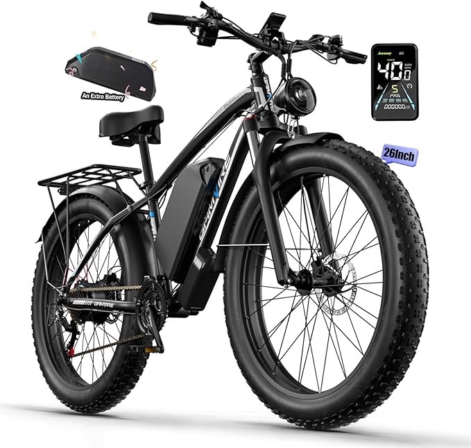 Ebike for Adults Electric, 52V 19.2Ah/32Ah, Peak 2000W/2500W E-Bike, 36/40MPH, 70 Miles/100Miles Long Range, Hydraulic Disc Brake, Off Road Snow Mountain E-Bike, 24"/26" Fat Tire Fast Electric Bicycle