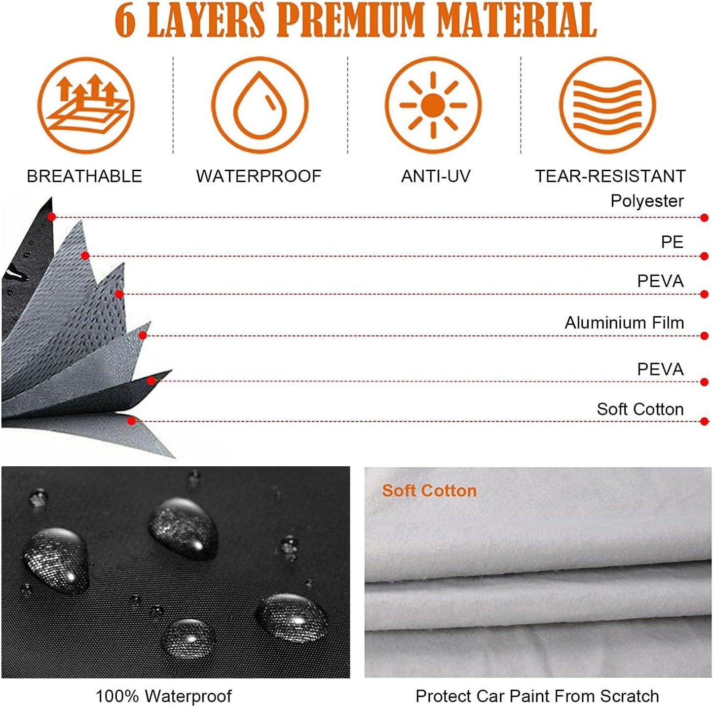 Waterproof Car Cover Compatible with Chevrolet Bolt EV 2017-2025 and 2022-2025 EUV, Polyester with Inner Cotton Liner All Weather Car Covers with Zipper Door for Snow Rain Dust Hail Protection