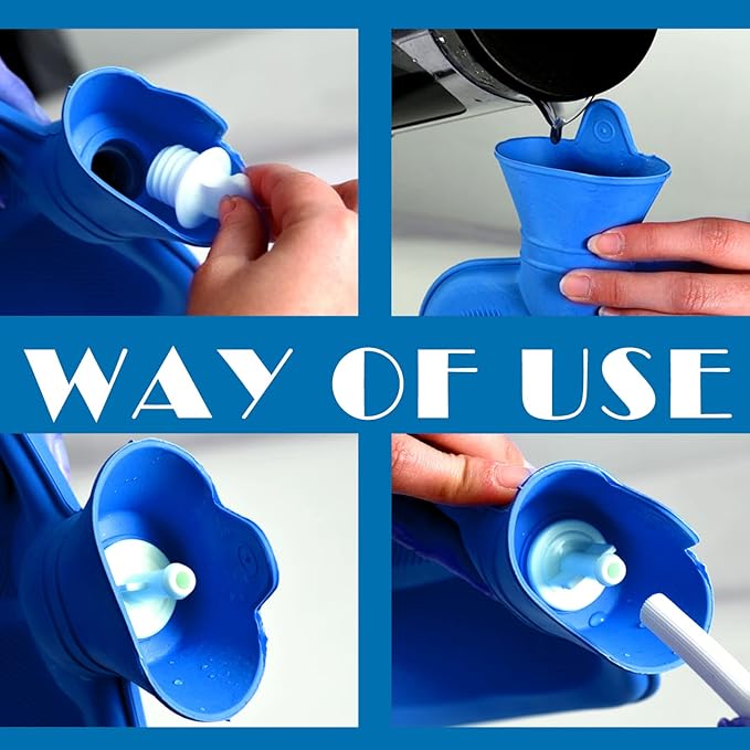 2 L Home Enema Bag Kit with 2 Enema Tips,60 inch Long Silicone Hose, Controlable Water Flow Valve, Hot-Water Bottle for Colon Cleansing Enemas（Blue）