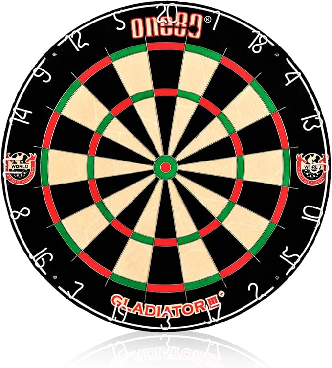 Gladiator Dartboard with Top-Grade African Sisal and Sword Edge Staple Free Wire Spider for Maximum Scoring Potential and Less Bounce Outs