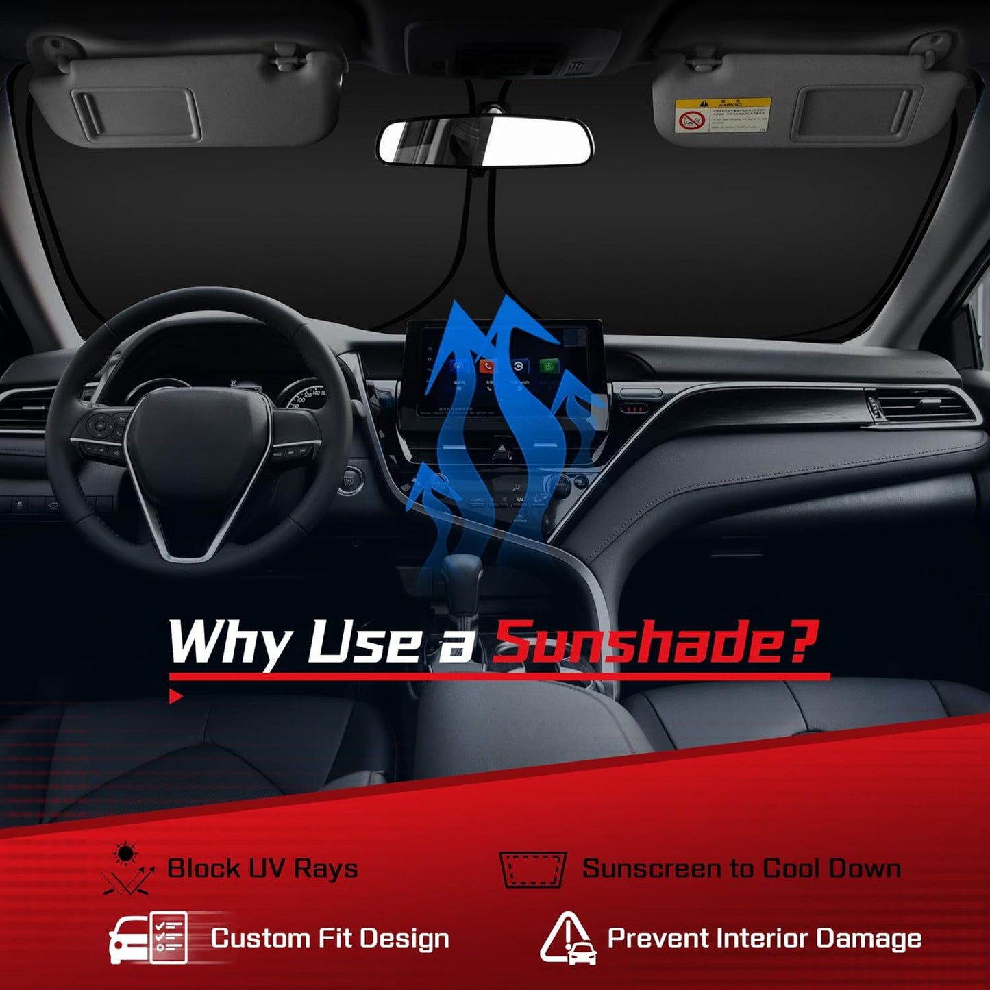 ARISMOTOR Windshield Sun Shade for GMC Yukon XL 2021-2025, Custom Fit Foldable Front Window Sunshade Sun Visor Protector, Block UV Rays Keep Your Car Cooler