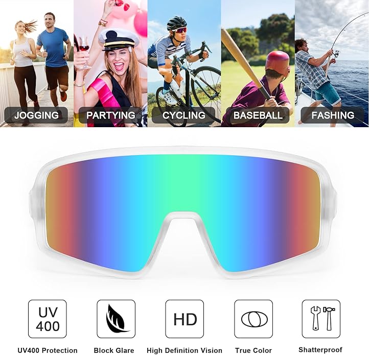 Karsaer Vision Sports Sunglasses Cycling Glasses Baseball Softball Sunglasses Unisex for Adult Youth Kids Boys Girls 8-16