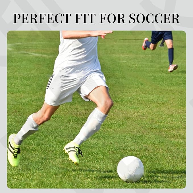 Grip Soccer Socks with Shin Guard Sleeves Non Slip Soccer Leg Sleeve Socks for Men Women Black/White 2 Set