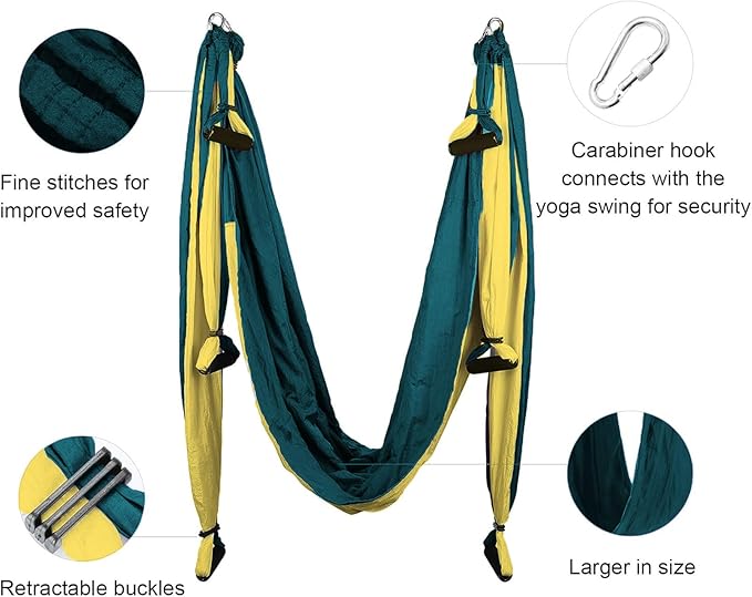 Premium Aerial Yoga Swing Hammock Inversion Therapy with 2 Free Extension Straps Easy Install for Home & Gym Fitness