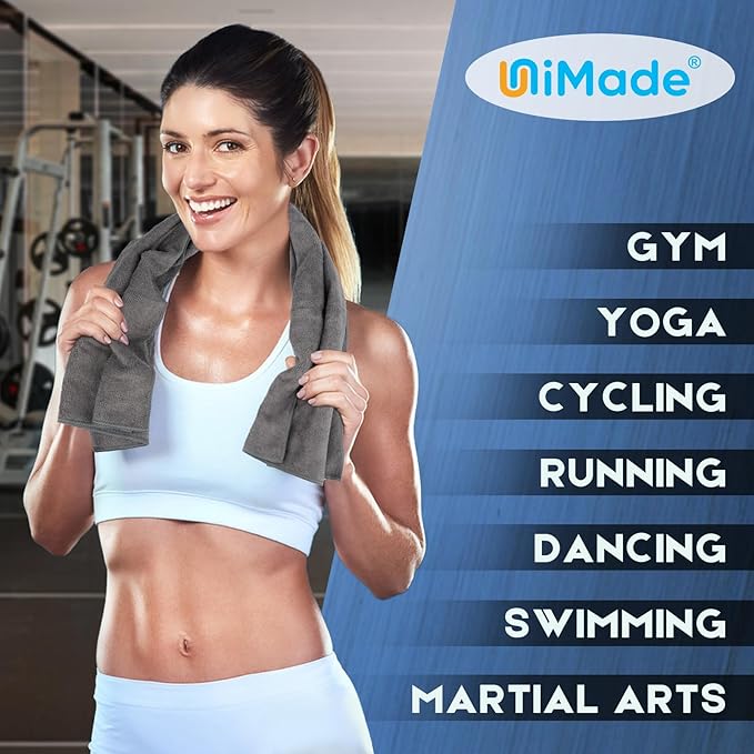 48 Pack Gym Towels Set - Highly Absorbent and Quick Drying Microfiber Salon Towels, Premium Hand Cloths for Bathroom, Gym, Shower, Hotel, and Spa - 16x27 inch (Grey)