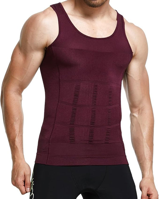 GKVK Mens Slimming Body Shaper Vest Shirt Abs Abdomen Slim