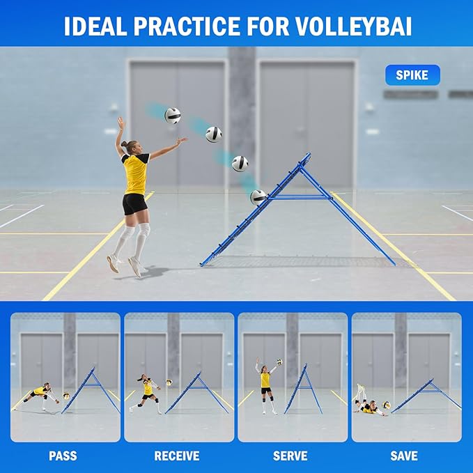 Volleyball Rebounder Net, Soccer Baseball Rebound Pitchback Net, Adjustable Target Practice Nets, Easy Setup Softball Bounce Back Trainer Equipment, Improve Sport Training Skills for Backyard