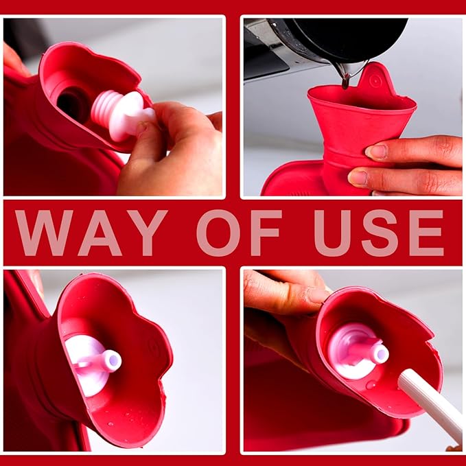 2 L Home Enema Bag Kit with 2 Enema Tips,60 inch Long Silicone Hose, Controlable Water Flow Valve, Hot-Water Bottle for Colon Cleansing Enemas (Upgraded-red)