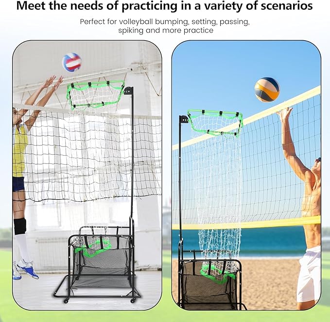 Volleyball Setter Trainer Net with Adjustable Height and Angle for Indoor and Outdoor Practice, Perfect Target Net for Setting, Serving, and Spiking Training Equipment