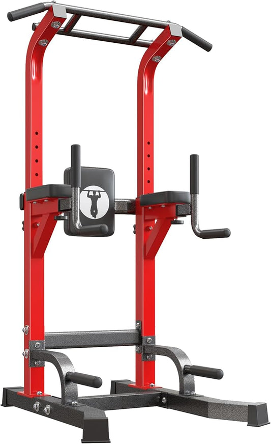 sogesfurniture Adjustable Dip Stands Assistive Trainer for Home Gym - 10-Level Height Wall-Saving Pull Up Bar, Dual Training Stands for Dip Push Up & Core Workout, Heavy Duty Steel Frame