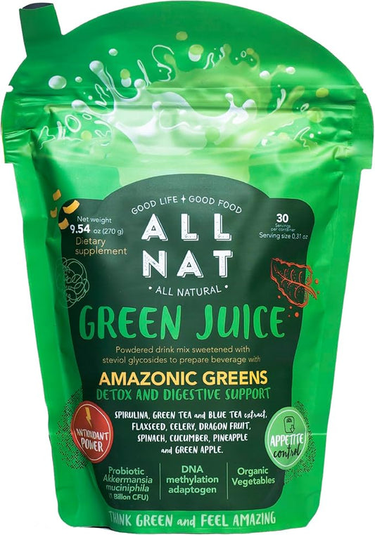 ALL NAT Super Greens Powder | Green Juice with 38 Superfoods, 11 Organic Nutrients, Amazonian Antioxidants | Gut Health, Detox & Immunity | Vegan, No Sugar – 30 Servings