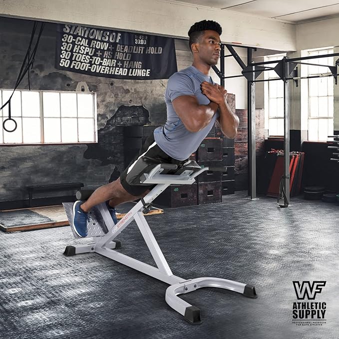 CAPHAUS 45 Degree Roman Chair Glutes Hamstring Workout Equipment for Muscle Strength Training Fitness, with Dip Station, Adjustable Hyperextension Ab Bench, Multi-Functional Back Machines