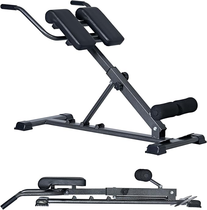 SogesPower Roman Chair Back Extension Machine, Hyperextension Bench for Hamstring,Adjustable and Foldable Exercise Equipment for Home Gym