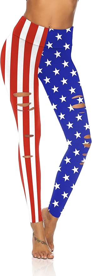 DIBAOLONG Womens High Waist Yoga Pants Cutout Ripped Tummy Control Workout Running Yoga Skinny Leggings