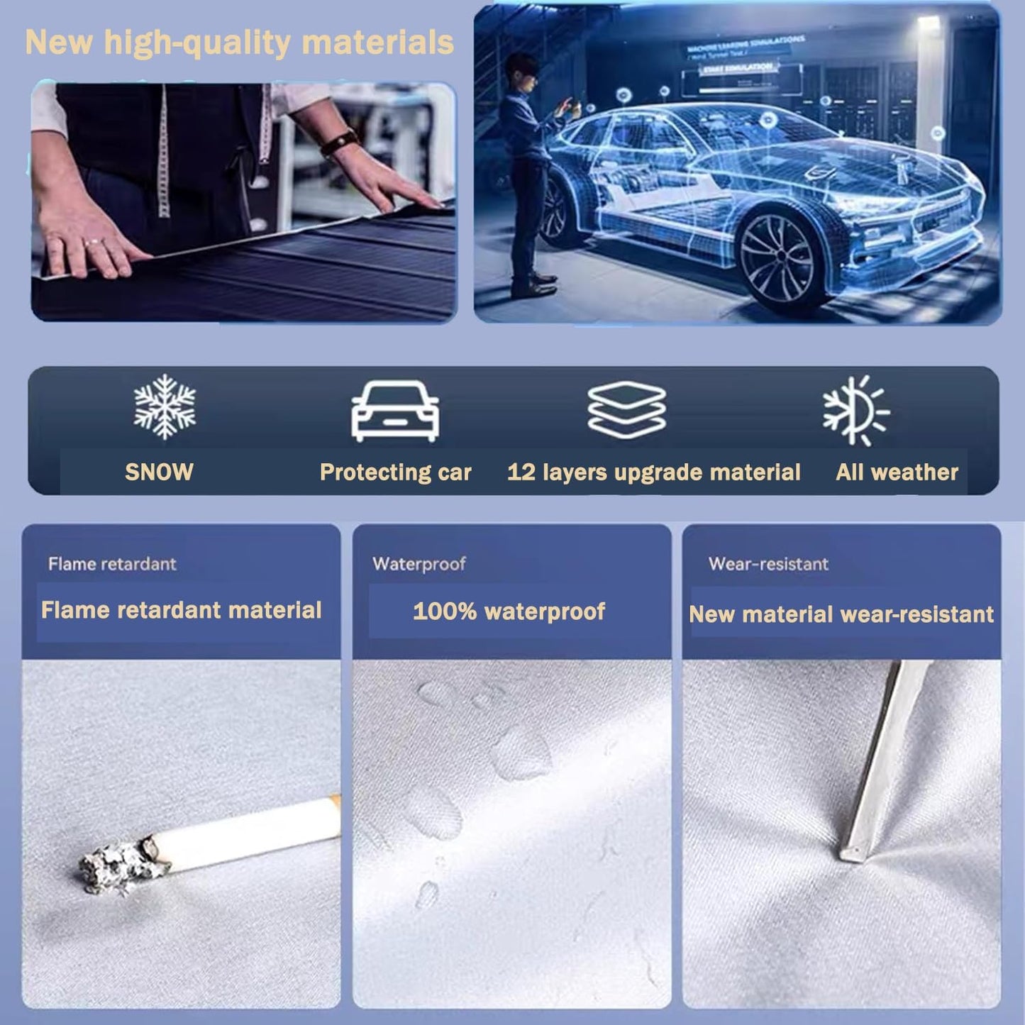 Autsop SUV Car Cover Waterproof All Weather,12-Layer Car Covers for Automobiles Outdoor Heavy Duty Full Exterior Covers for SUV(Up to 175 inch)