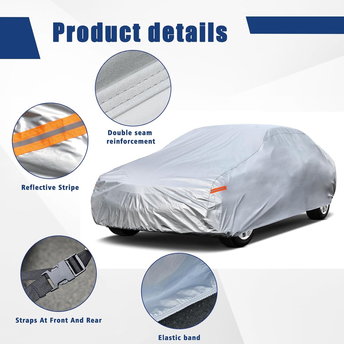Kayme 6 Layers Car Cover Custom Fit for Mercedes Benz CLS 63 400 500 550 (2004-2025) Waterproof All Weather for Automobiles, Outdoor Full Cover Rain Sun UV Protection.Silver