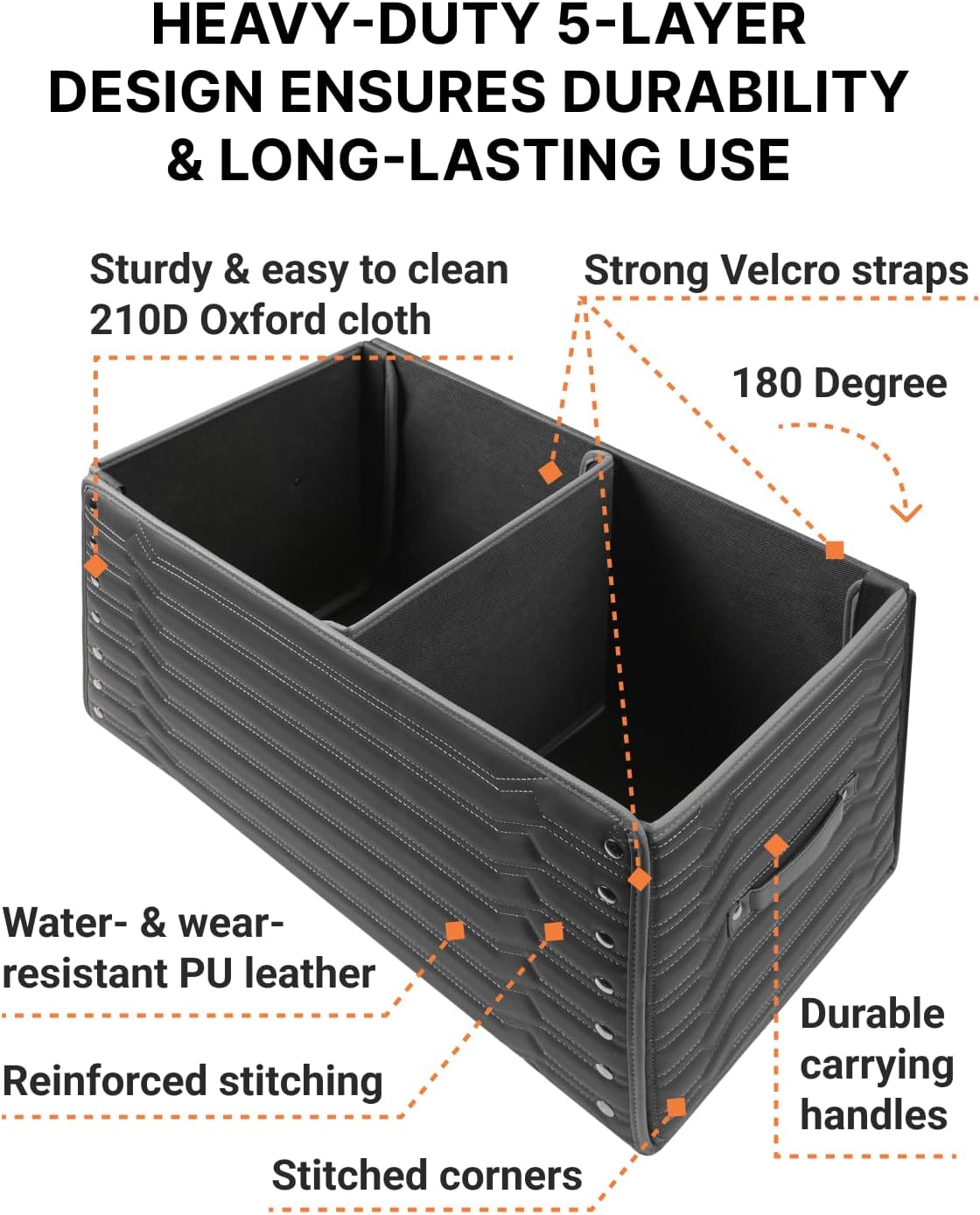 Car Trunk Organizer For Shoes - Storage Crate For SUV, Sedan Or Truck - Foldable Cargo Bin For Travel Gear & Sports Kits - Practical Holiday Gifts For Drivers (Highway 21.6 inch)