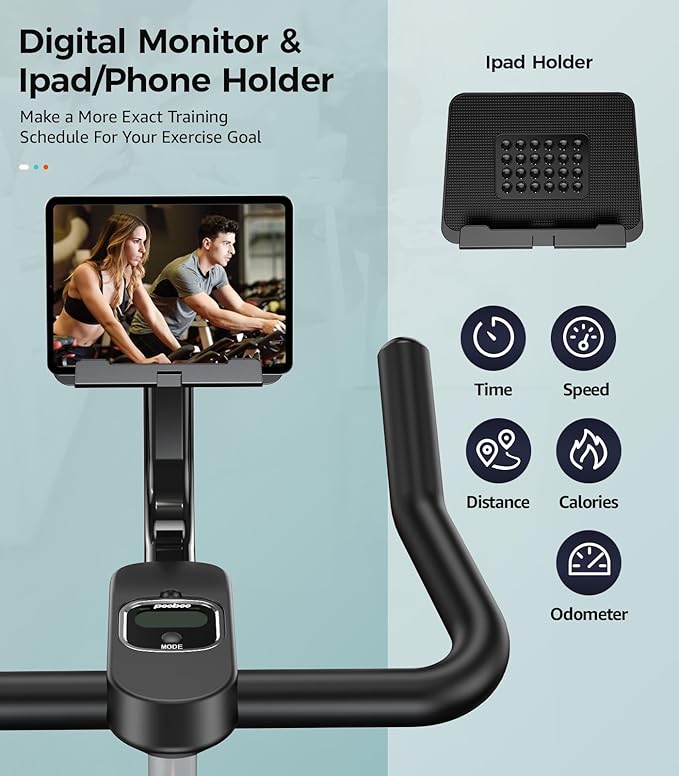 pooboo Exercise Bike, Adjustable Magnetic/Brake Pad Resistance Silent Belt Drive, Indoor Cycling Bike for Home Cardio, Fitness Stationary Bike with 350lbs/300lbs Weight Capacity &Upgraded Version Seat