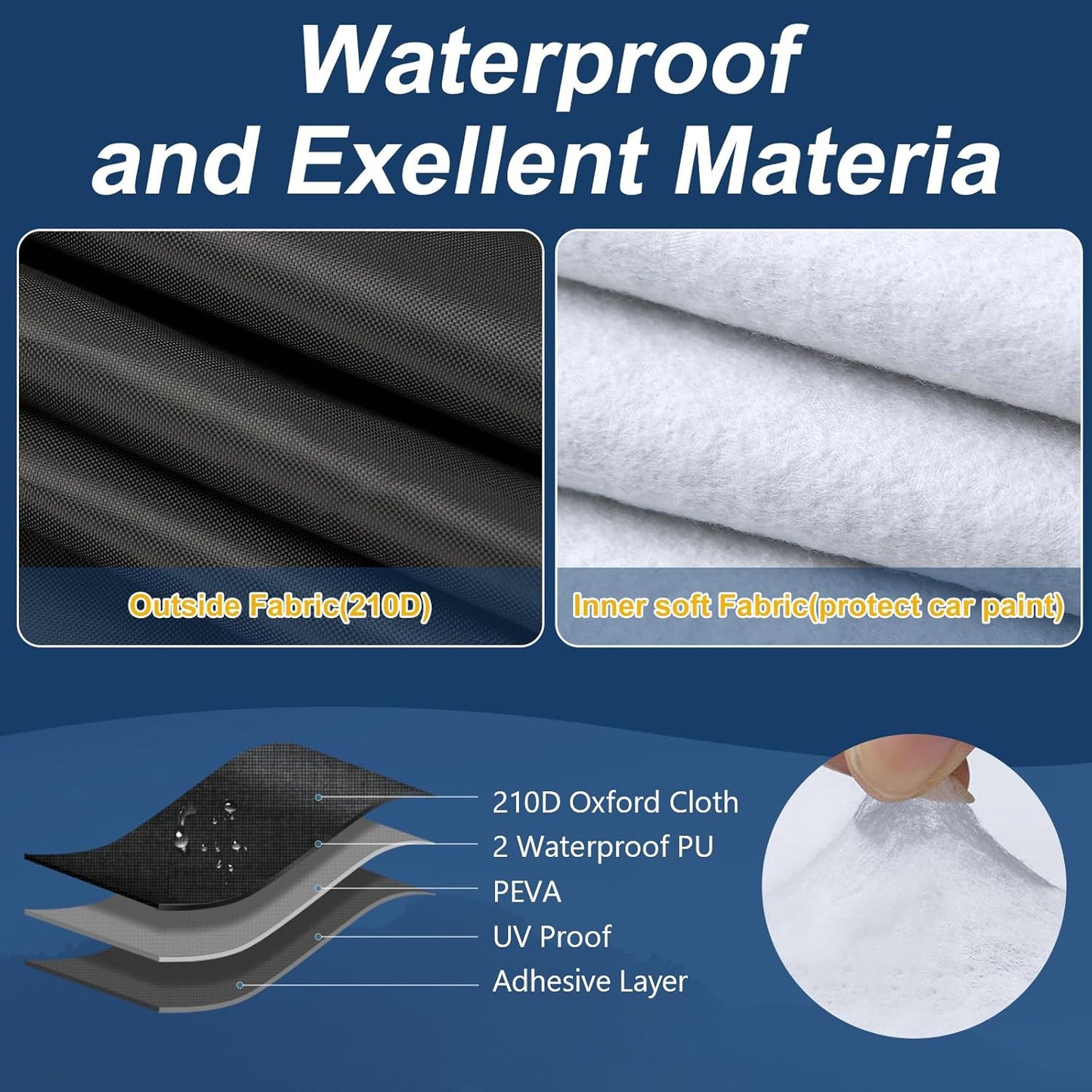 QUNSUNUS Waterproof Car Cover for Pontiac Grand Prix 1978-1996, Outdoor Car Covers with Zipper, All Weather Cover with Straps and Elastic Edges for Wind, Sun, UV and Dust Protection