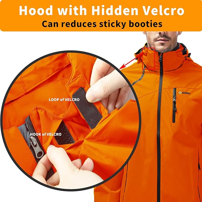 Mens Lightweight Waterproof Jacket Windproof Rain Hooded jackets for Running Hiking Cycling Travel M-7XL