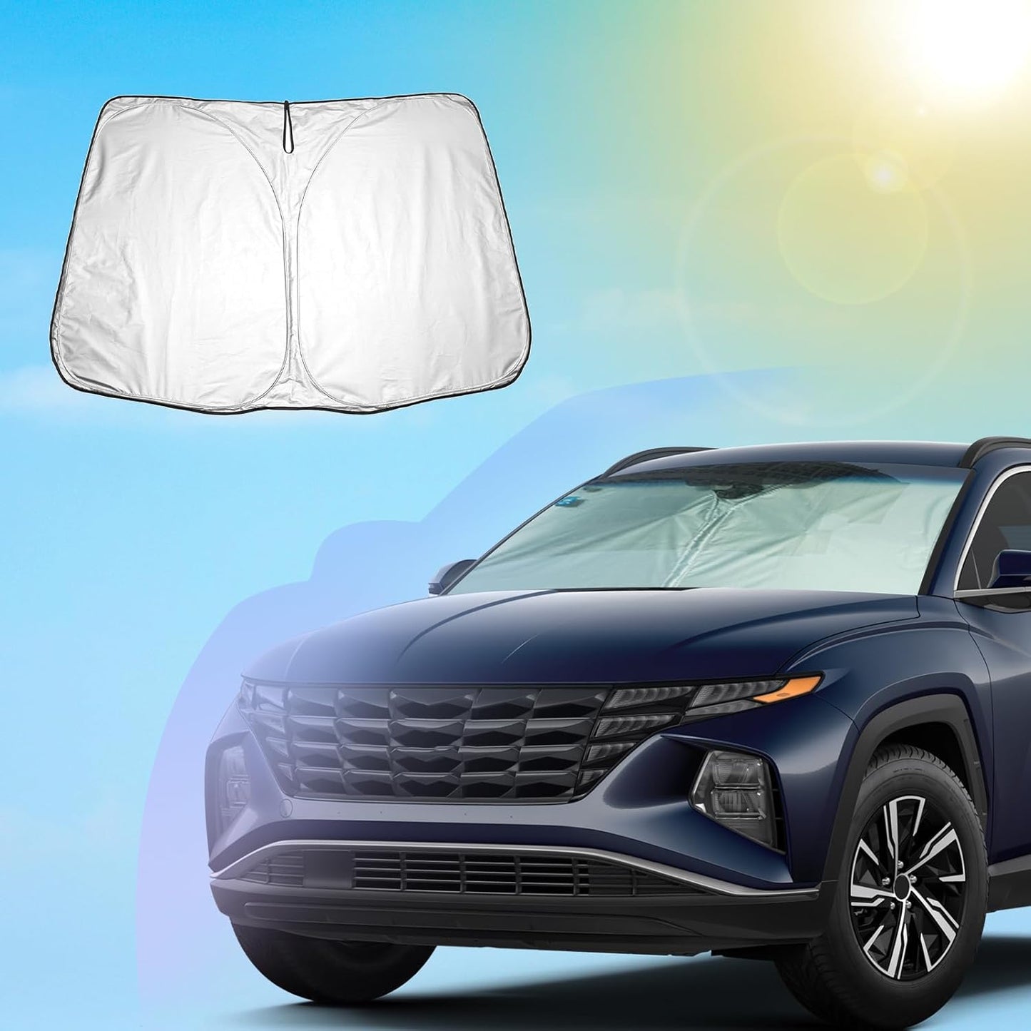 SXCY for 2022-2025 Hyundai Tucson/Santa Cruz Windshield Sunshade for 2022-2025 Hyundai Tucson/Santa Cruz Accessories 2023-2025 Santa Cruz Sunshade Foldable Sun Shield 2024 Tucson Sunshade Block UV Ray
