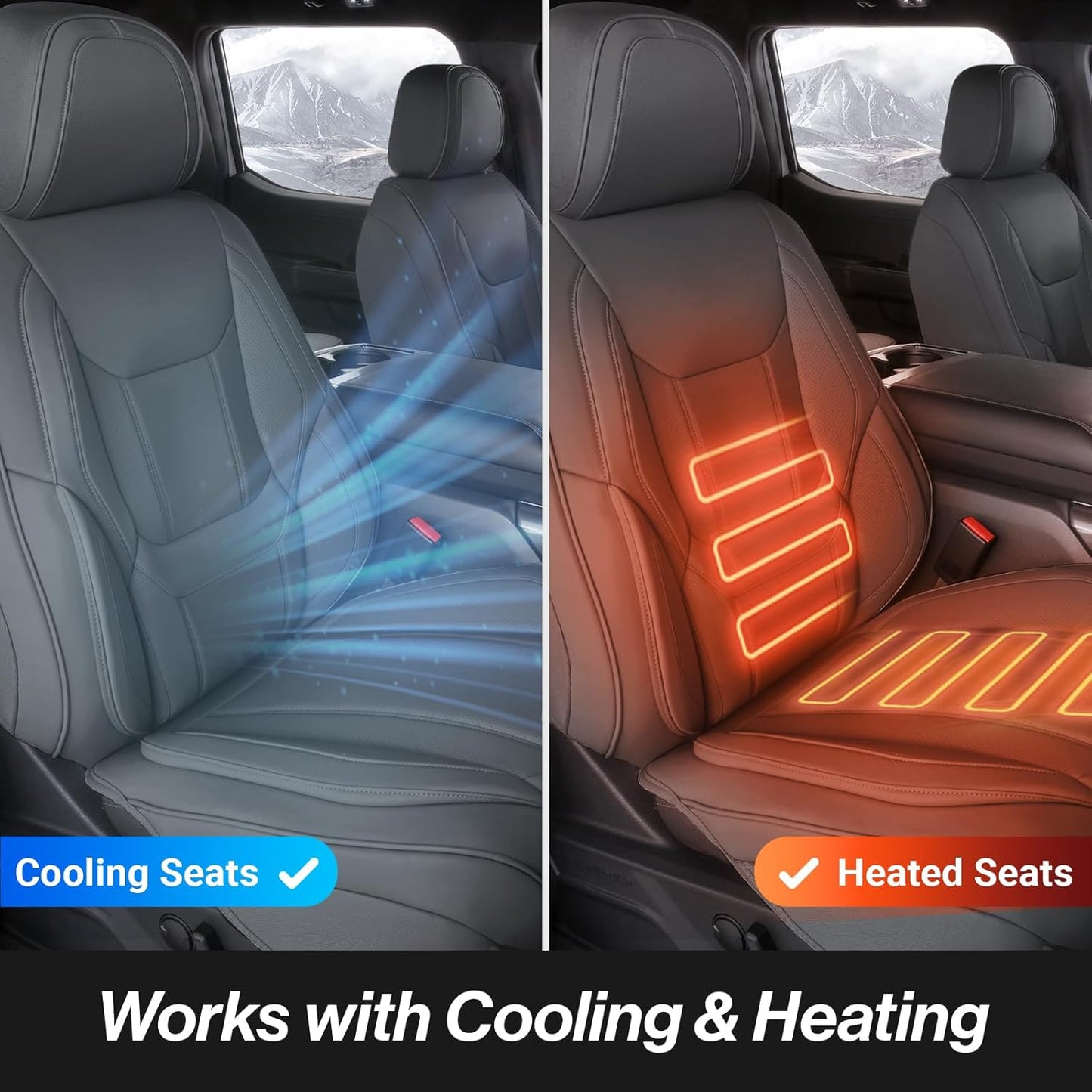 Coverland Custom Car Seat Covers Compatible with 2007-2013 Tundra Double Cab - Premium Leather Non-Slip Memory Foam Waterproof Cover Interior Protector Front Seat-Dark Gray [See Size Chart-Size A34]