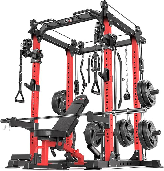 Power Rack Power Cages Multi-Function Squat Rack with Cable Crossover System Selectable More Training Attachment Weight Cage for Garage Home Gym