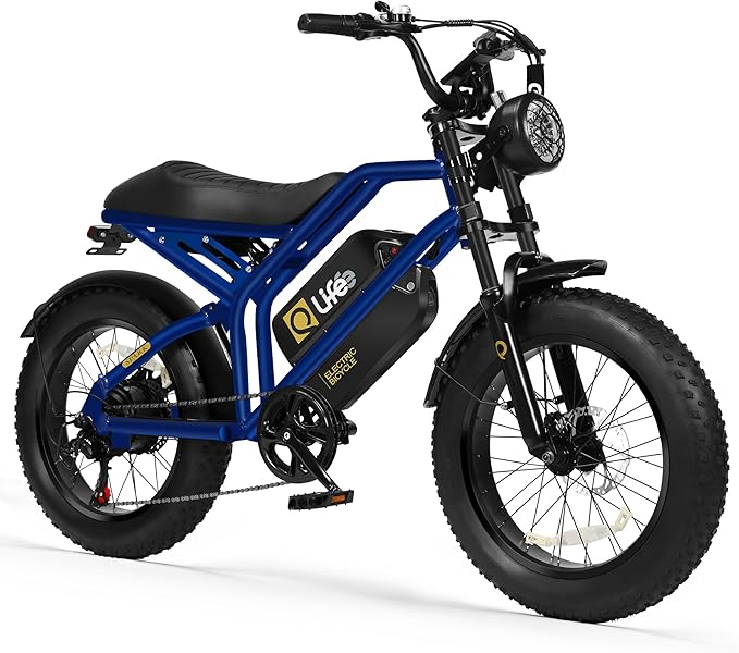 Qlife Electric Bike for Adults-1500W Peak Motor 20" Fat Tires 28MPH(Unlock to 35MPH) EBike Moped, 624-1248Wh Removable Battery Bicycle, with Dual Suspension & Brakes Motorcycle, 7-Speed,Spark